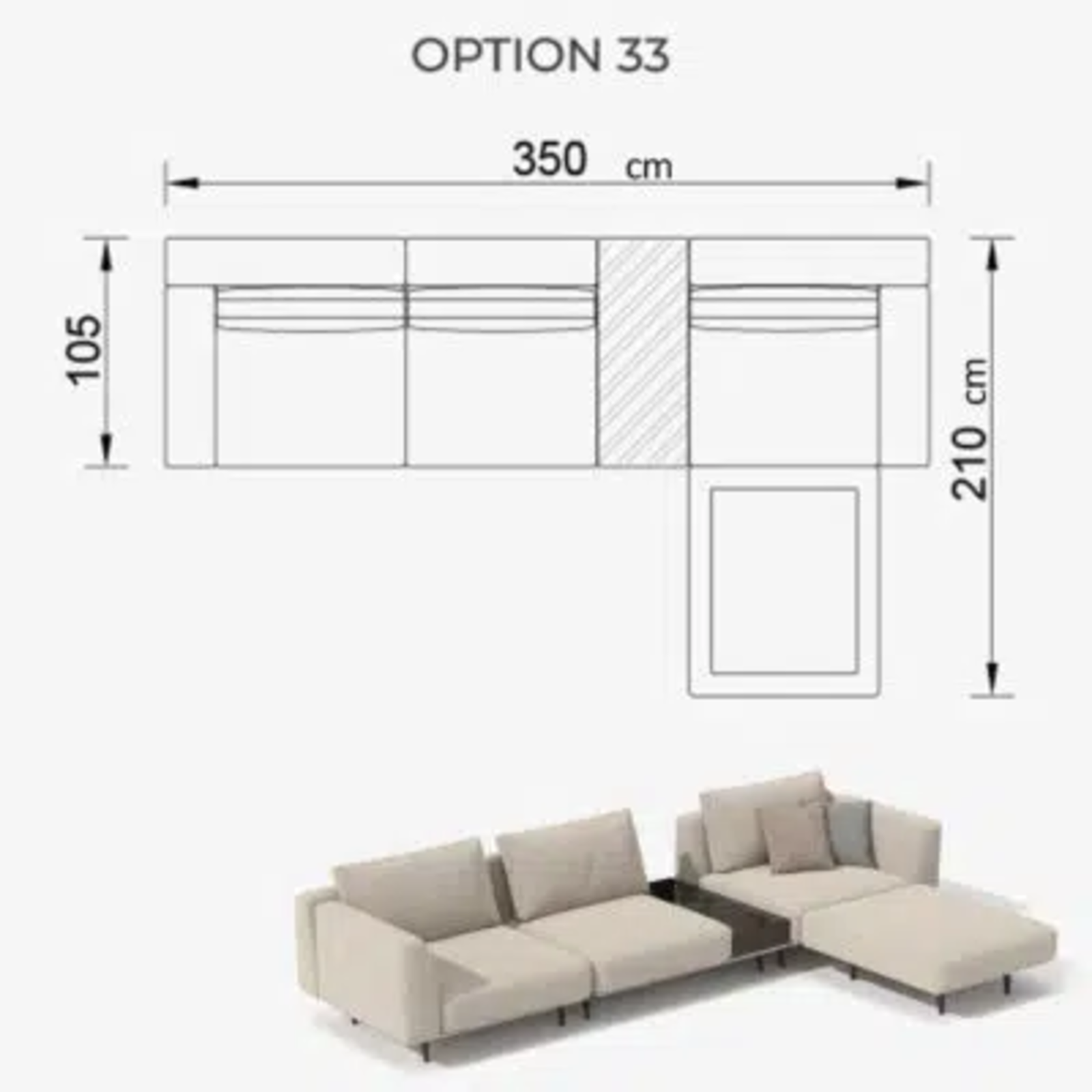 Sofa Love Off-White 350cm