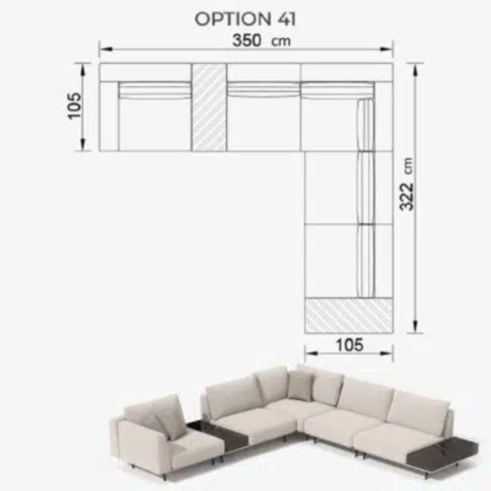 Sofa Love Off-White 350cm