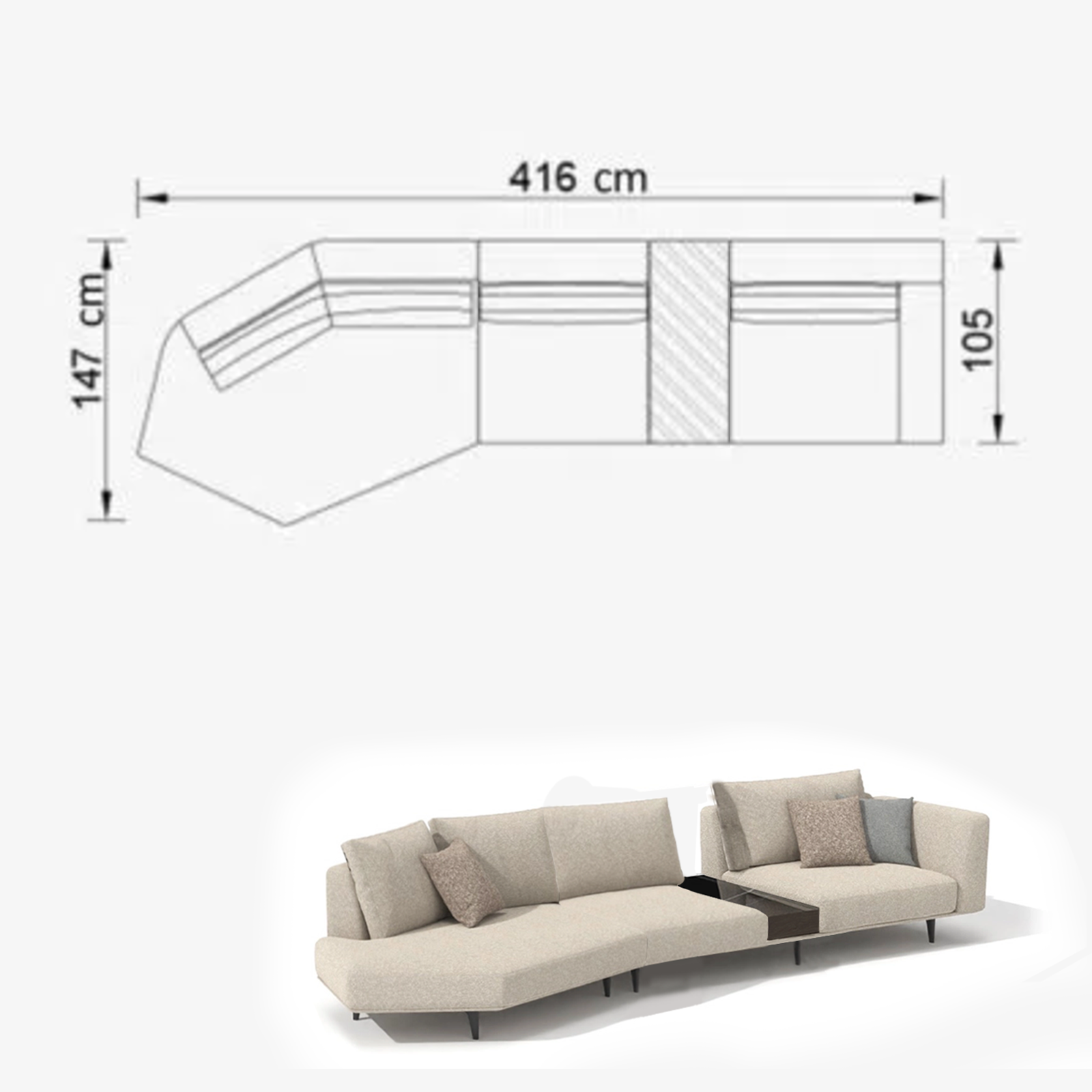 Sofa Love Off-White 416cm