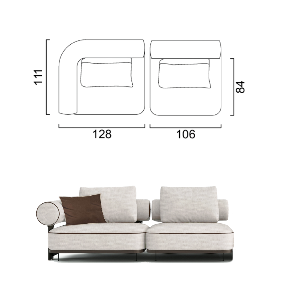 Sofa Kyoto - Light Gray/Beige 234x111cm