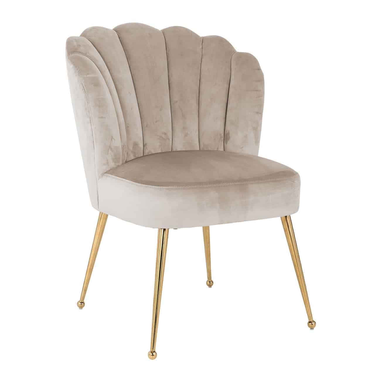 Chair Pippa - khaki velvet/ gold (Quartz Khaki 903)