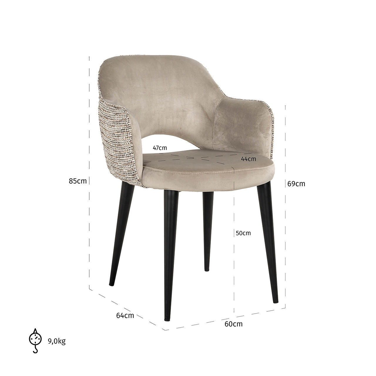 Arm chair Giovanna - trendy nature/quartz khaki fire retardant (Be Trendy 01 Nature)