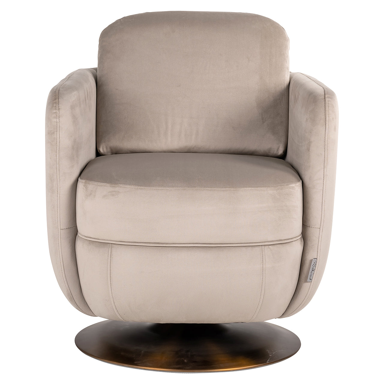 Swivel lounge chair Turner khaki velvet fire retardant (FR-Quartz 903 Khaki)