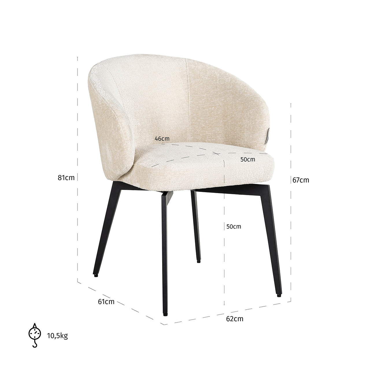 Chair Amphara - white chenille fire retardant (FR-Bergen 900 white chenille)