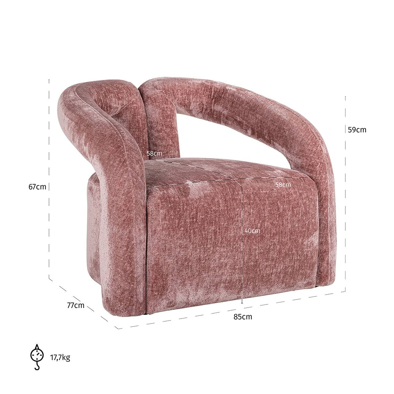 Lounge chair Dana rose chenille (Bergen 705 rose chenille)