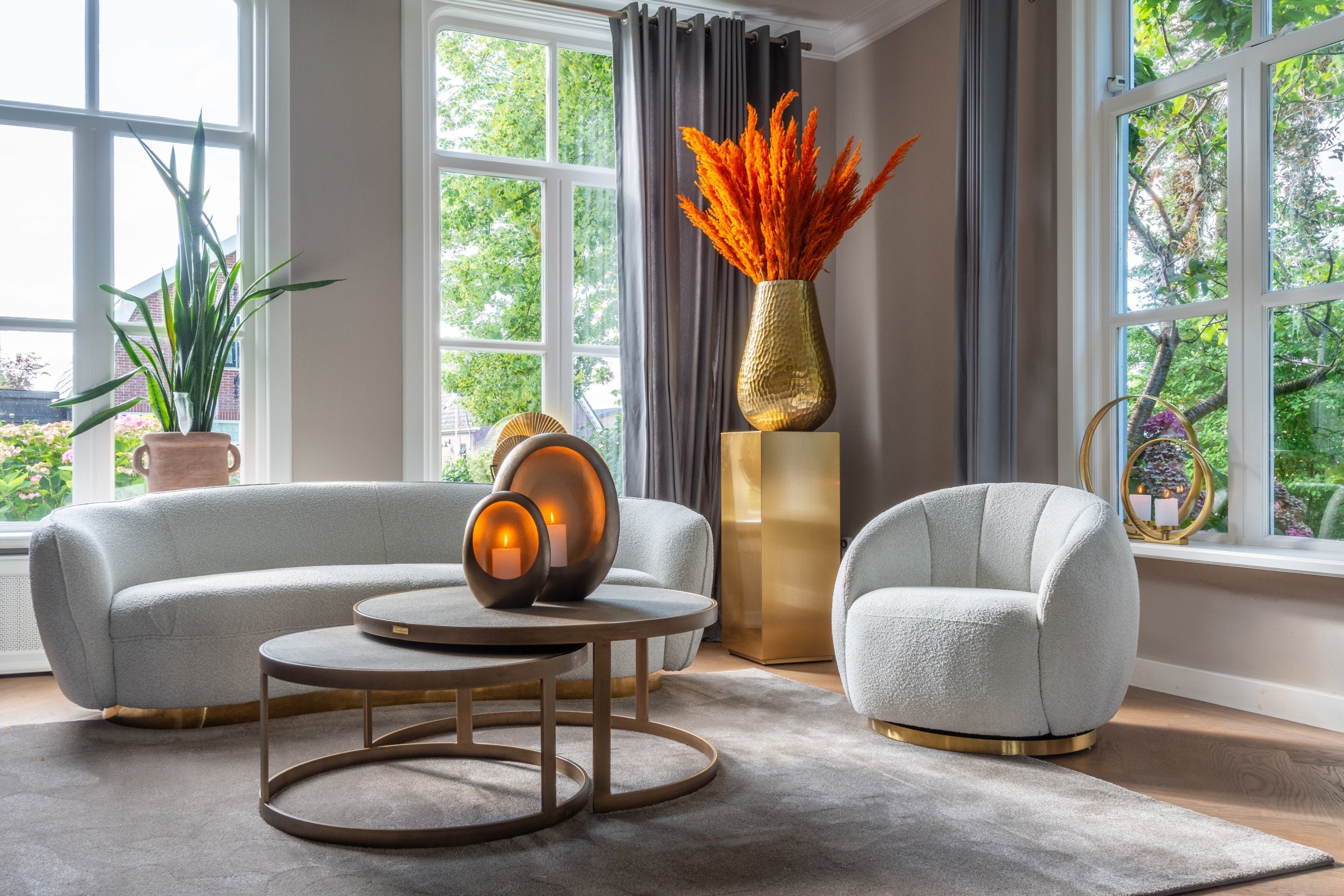 Coffee table Bloomville brass shagreen (Set of 2)