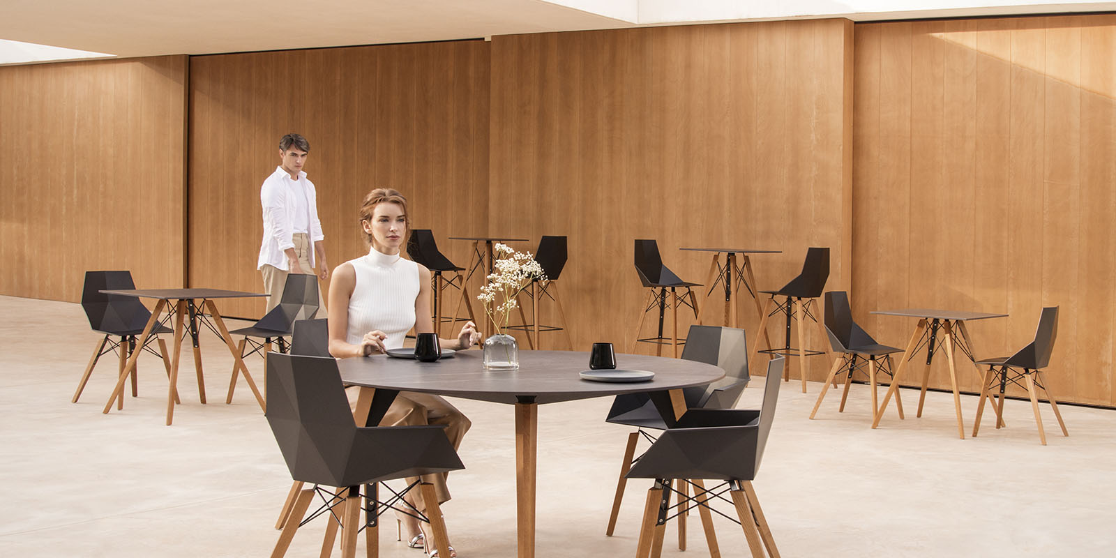 Faz - Wood Counter Stool With Arms