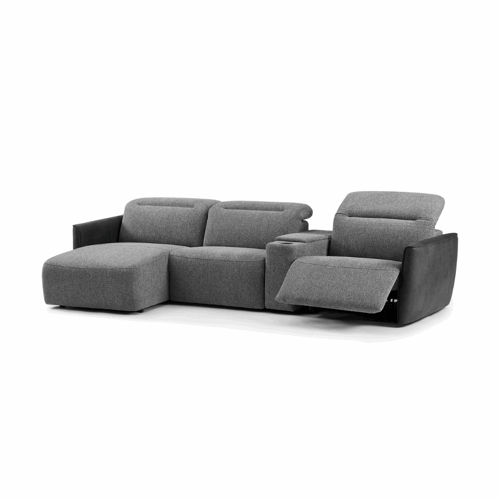 Sofa Valona - Dark Grey with Storage Console | 308 × 165 cm - Lounge Left
