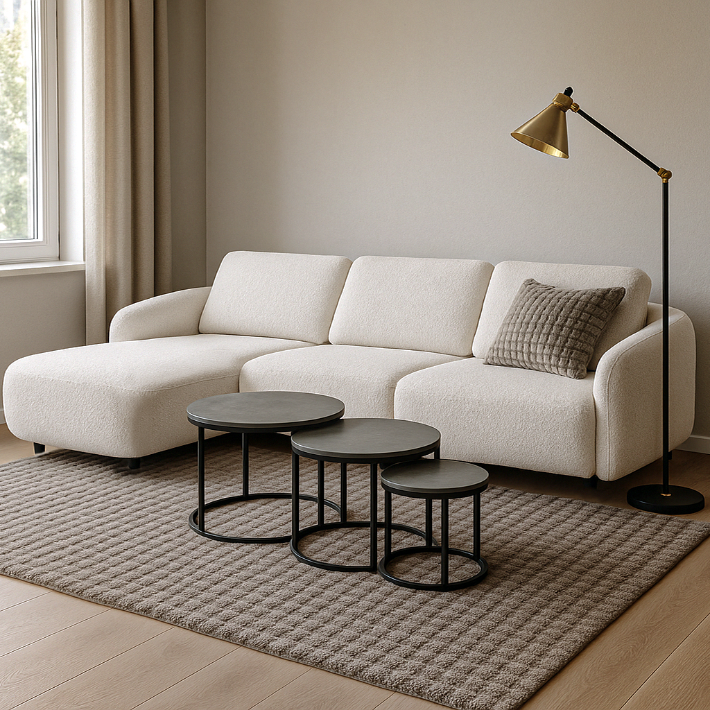 Sofa Monroe – Ivory White Modern Corner Sofa 287×165 cm
