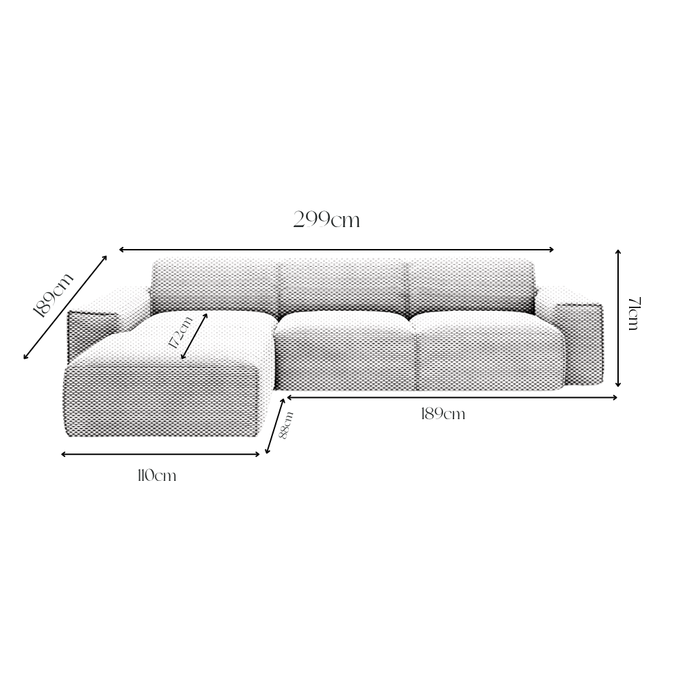 Sofa Linton – Grey – 299x189 cm
