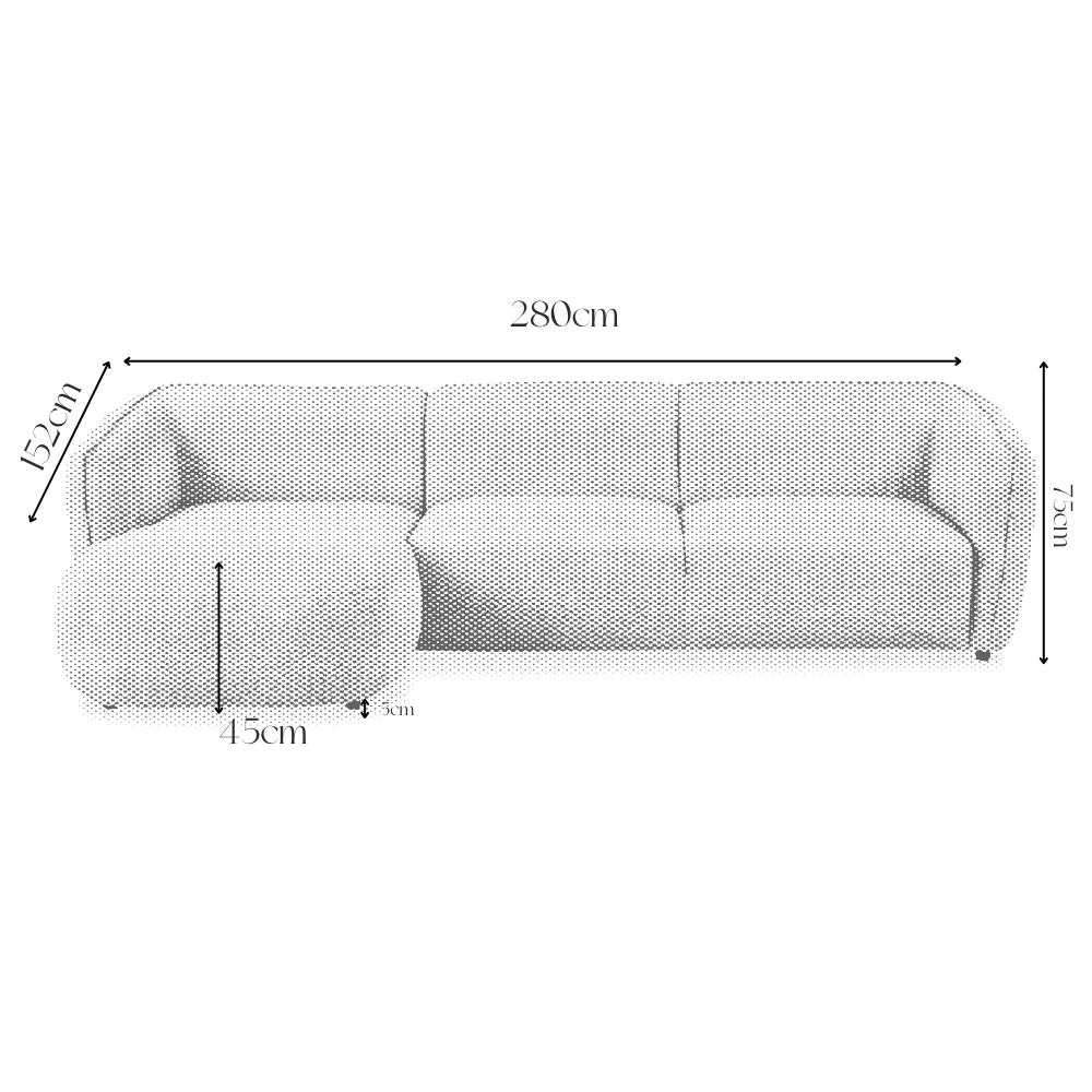 Sofa Cavallo - Brown Fabric Corner Sofa 280×152cm