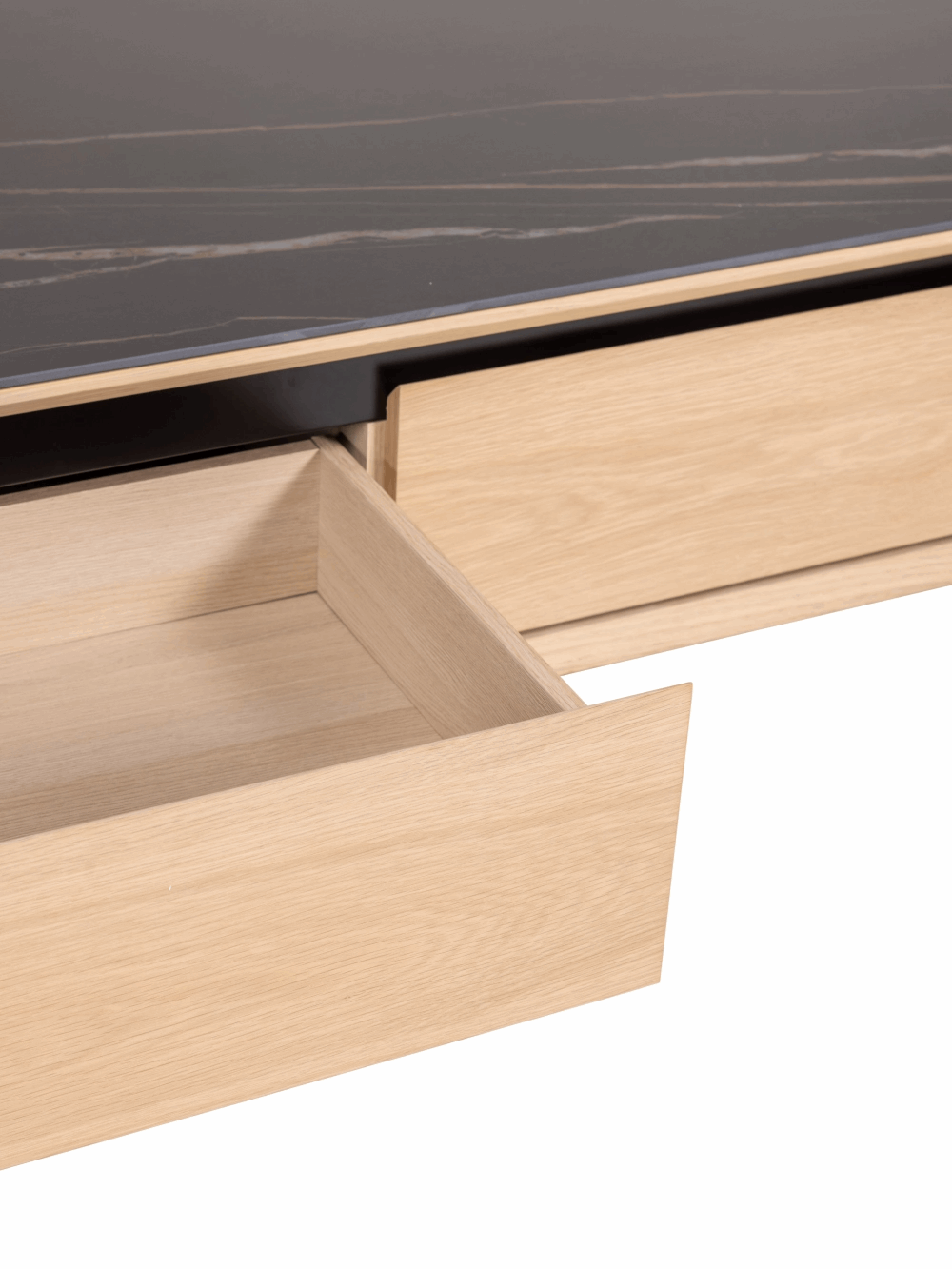 TV Unit Lima – White Washed Oak/Black Ceramic