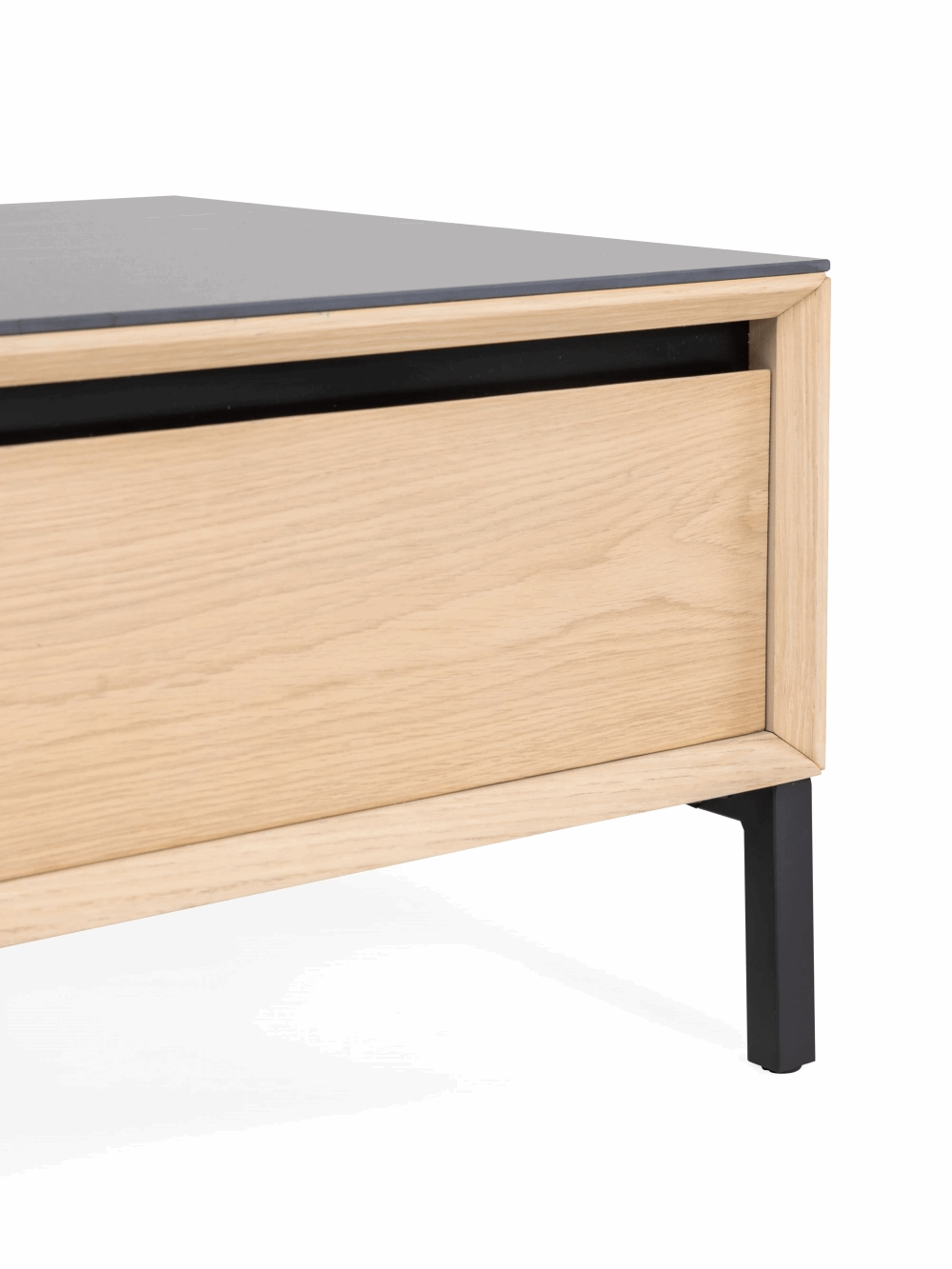 TV Unit Lima – White Washed Oak/Black Ceramic