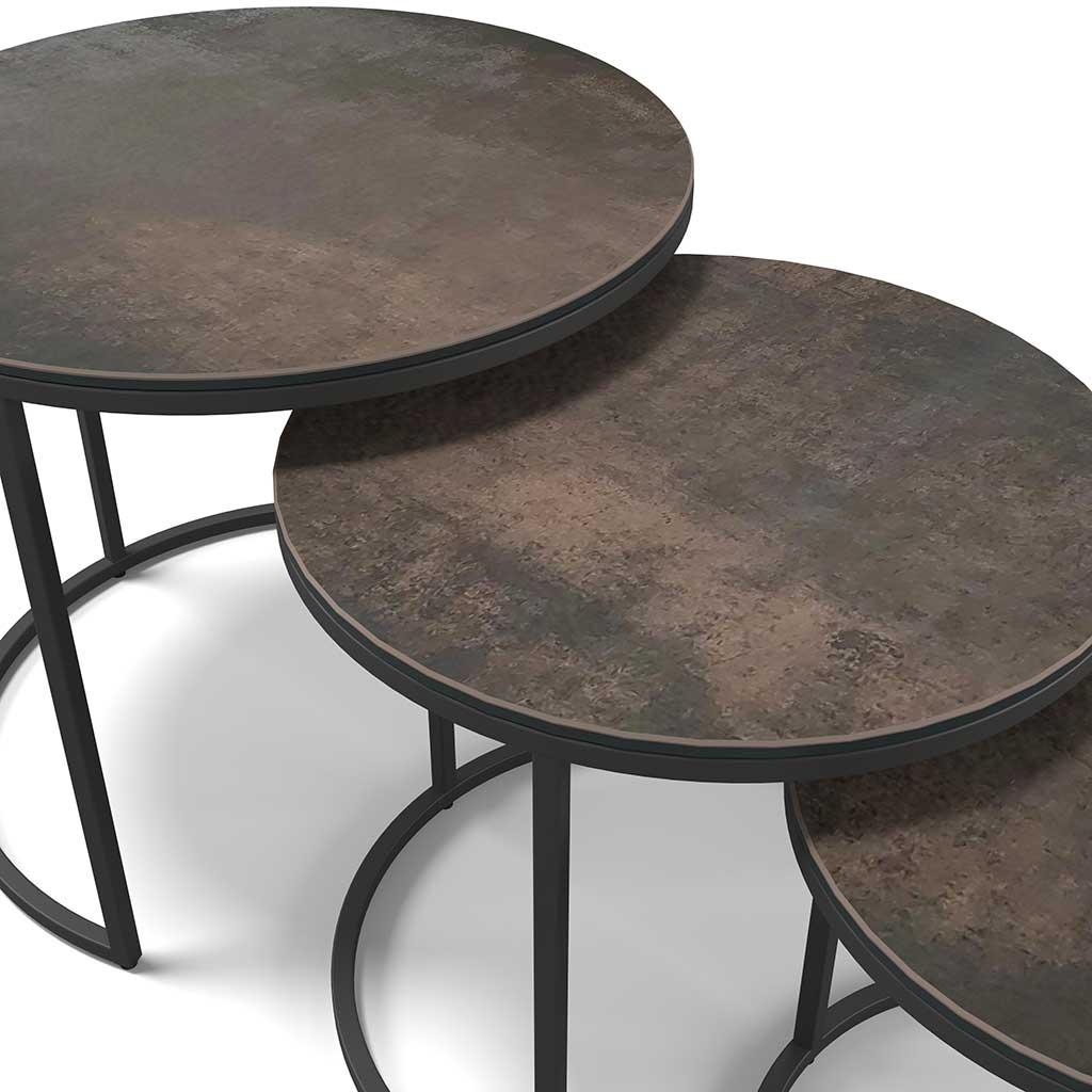 Senjo Coffee Table Set – Ø58/48/38 – Rustic Ceramic