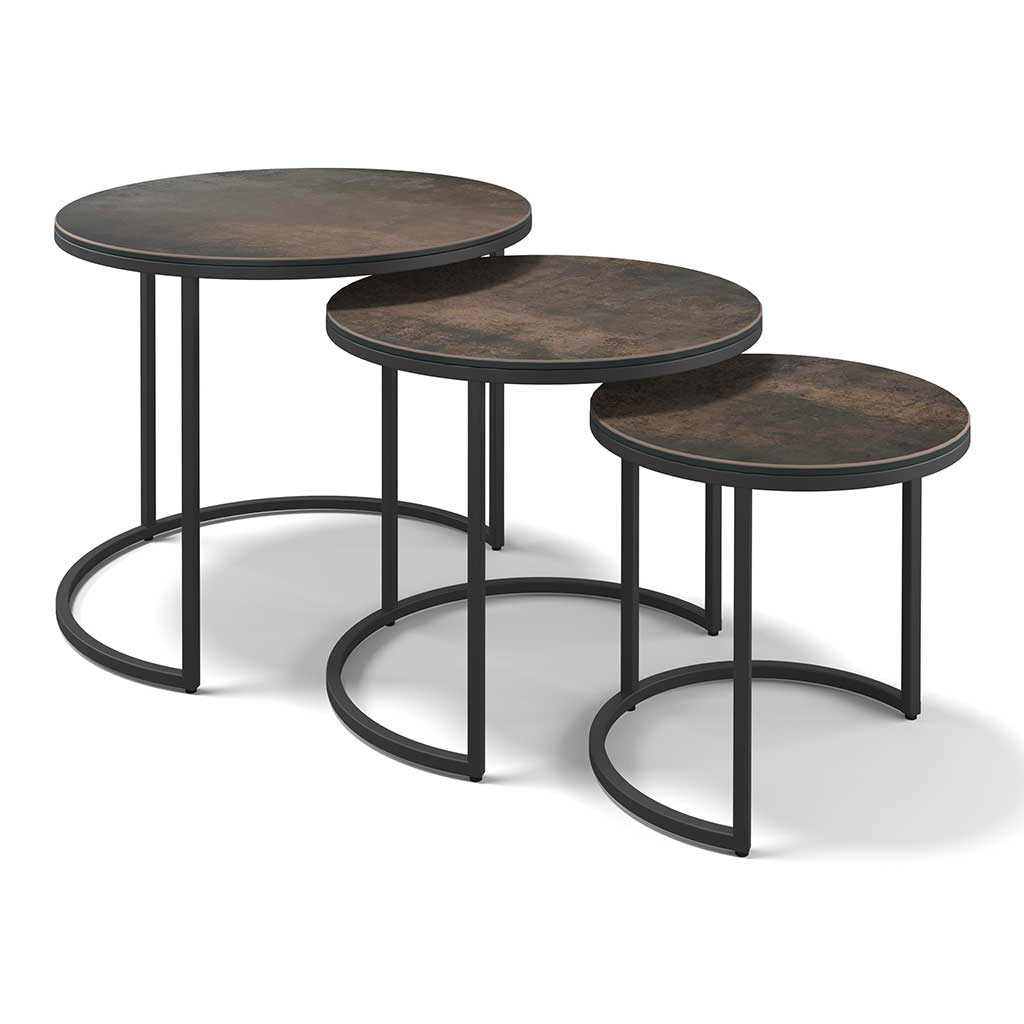 Senjo Coffee Table Set – Ø58/48/38 – Rustic Ceramic