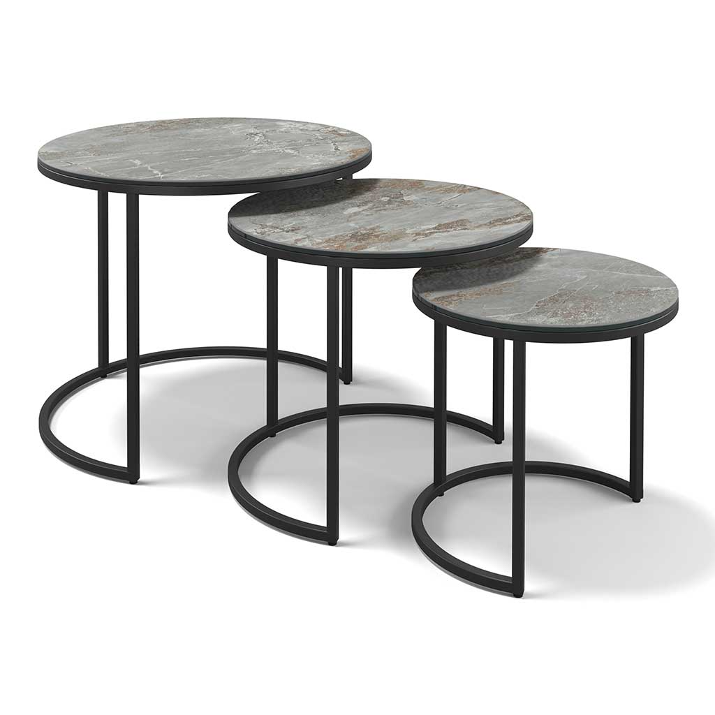 Senjo Coffee Table Set – Ø58/48/38 – Silver Ceramic