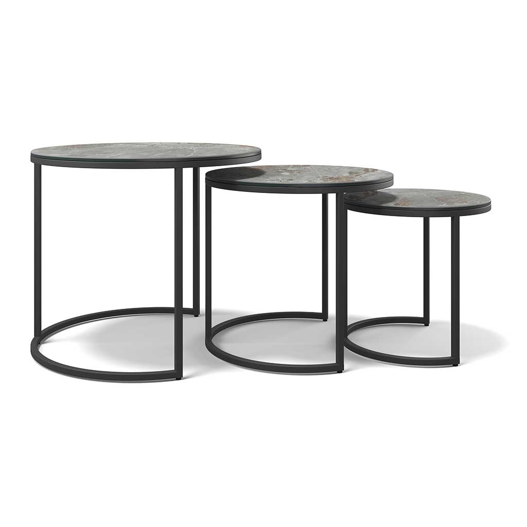 Senjo Coffee Table Set – Ø58/48/38 – Silver Ceramic