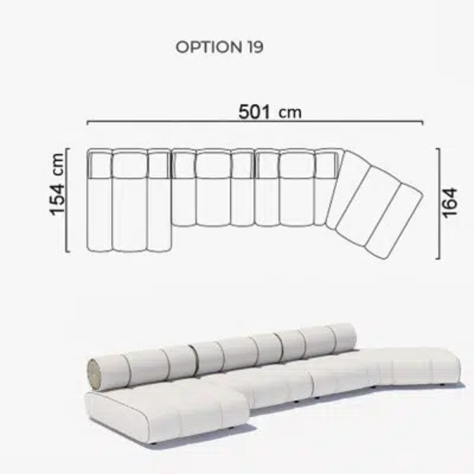 Sofa Orian White 154x501x164cm
