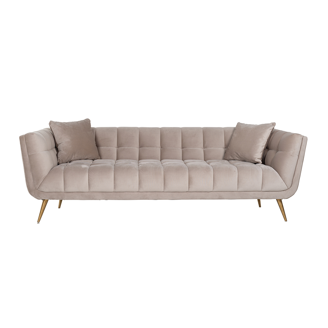 Sofa Huxley Khaki velvet / Brushed gold (Quartz Khaki 903) -  230x91cm